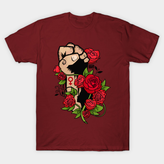 Ornamental Rose Resist Hands Up Fist Women's Rights